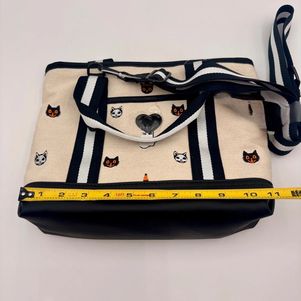 Luv Betsey Betsey Johnson LBADIE Halloween Cat Ghost Canvas Tote Crossbody Bag